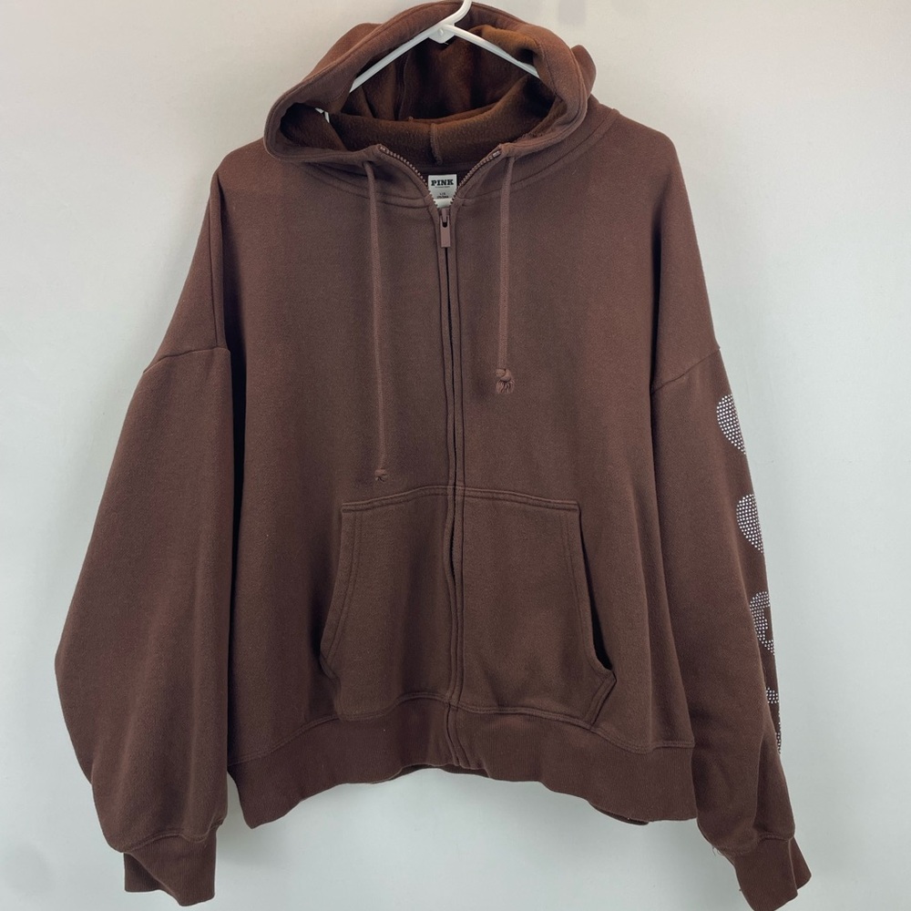 Victoria’s Secret PINK Bling Campus Full Zip Hoodie, Large